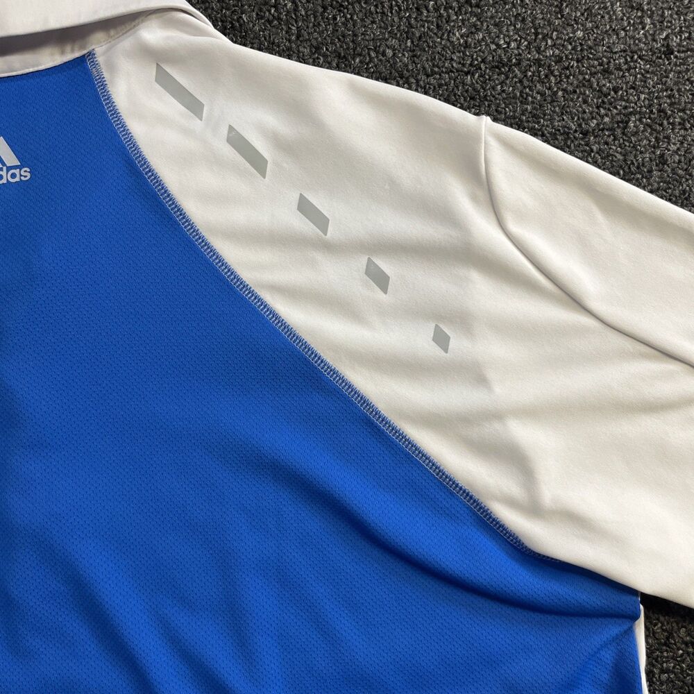 Adidas Golf Adizero Mens Large White Blue Short Sleeve Polo Shirt Z70815 - Picture 11 of 12